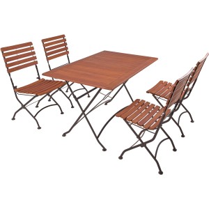 5-teiliges Gartenmöbel-Set Wien von Garden Pleasure aus Eukalyptus FSC® mit Klapptisch und 4 Klappstühlen.