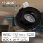 Schwarzer, dimmbarer LED Einbauspot, 7W, 600lm, Farbwahl, schwenkbar, für Deckenmontage.