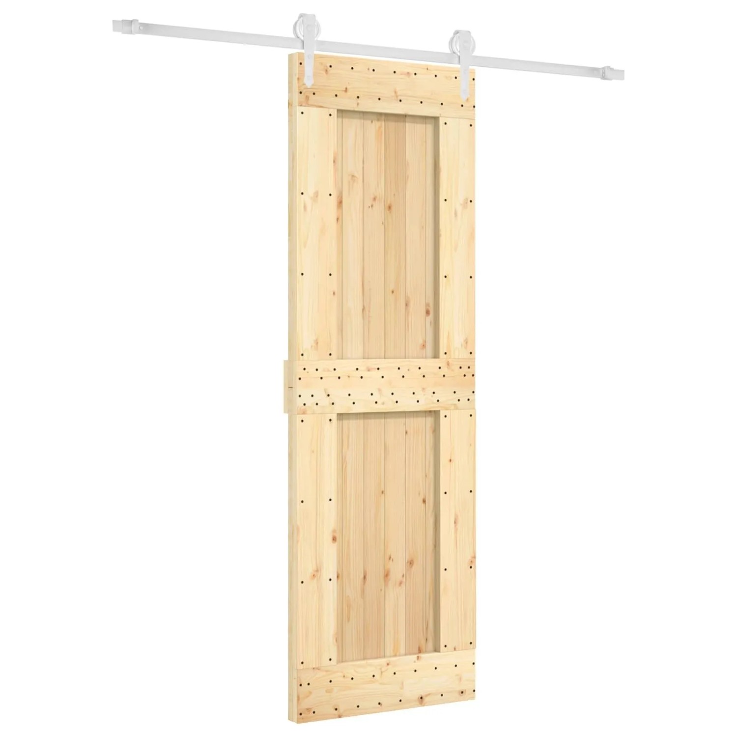 vidaXL Schiebetür Natur und Weiß 70 x 210 cm Massivkiefer 3445182