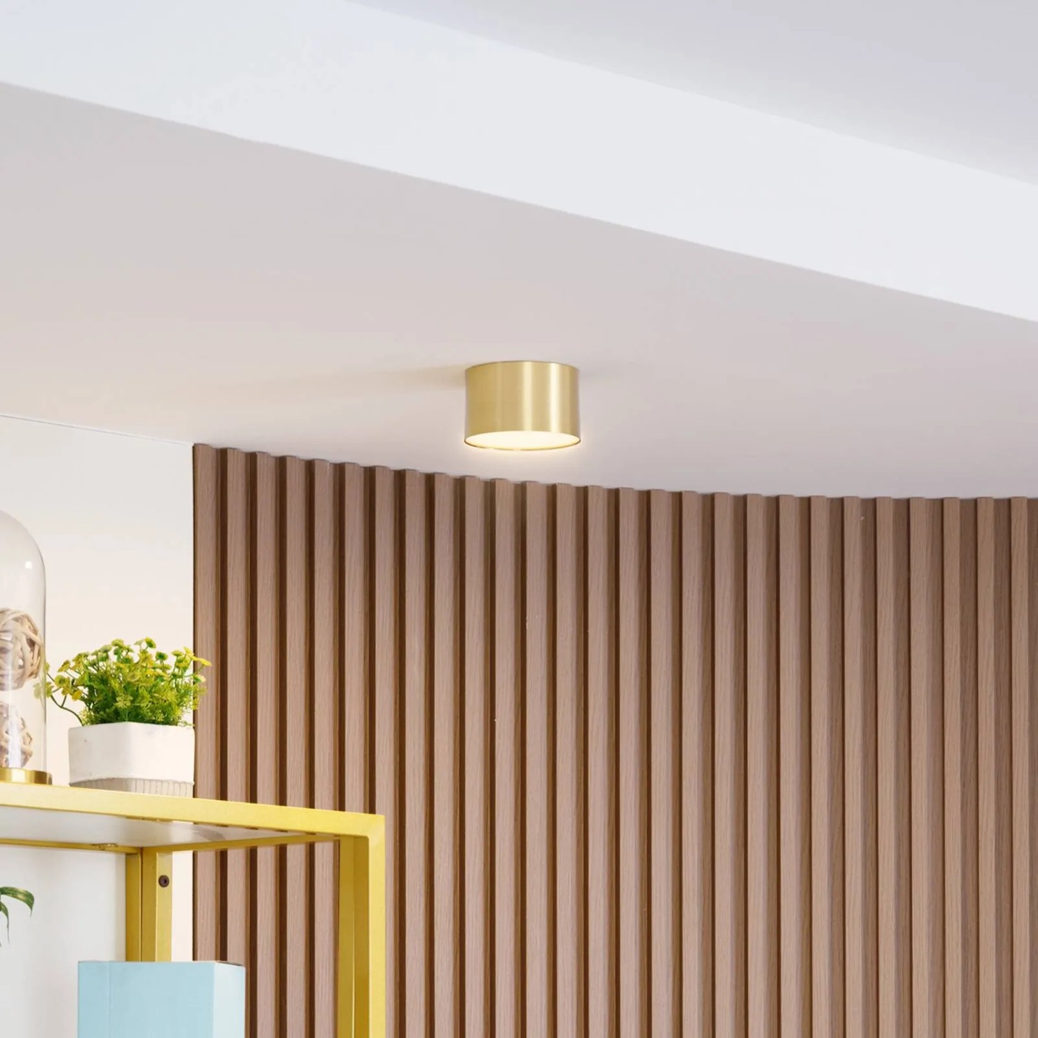 Moderne Lindby LED Deckenlampe Nivoria in Gold Messing, Aluminium, 1-flammig.