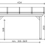 Technische Zeichnung der Skan Holz Terrassenüberdachung Ancona 434x350 cm mit Maßangaben.