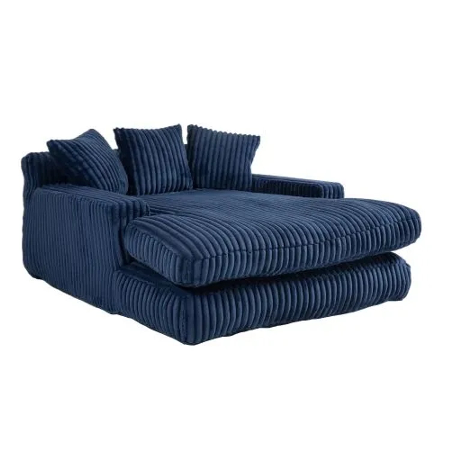 PXloue Stoffsofa Cord Bodensofa 125x155x63cm mit 3 Kissen Blau