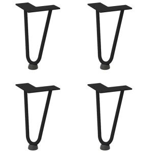 4er Set schwarze vidaXL Haarnadelbeine, 20 cm, aus Stahl für Couchtisch.