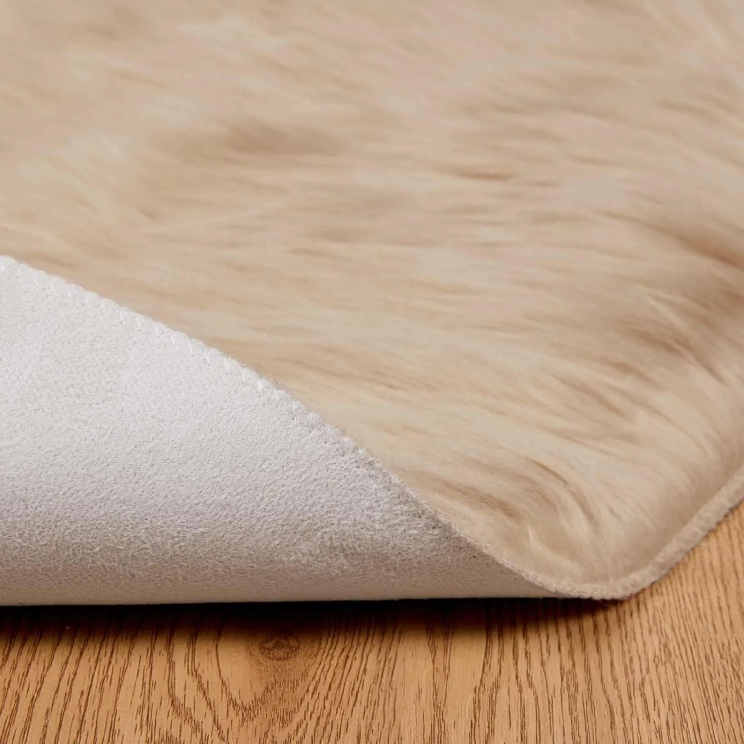 vidaXL Kunstschaffell Teppich Tafalla Beige Ø 200 cm Polyester 42021495_6