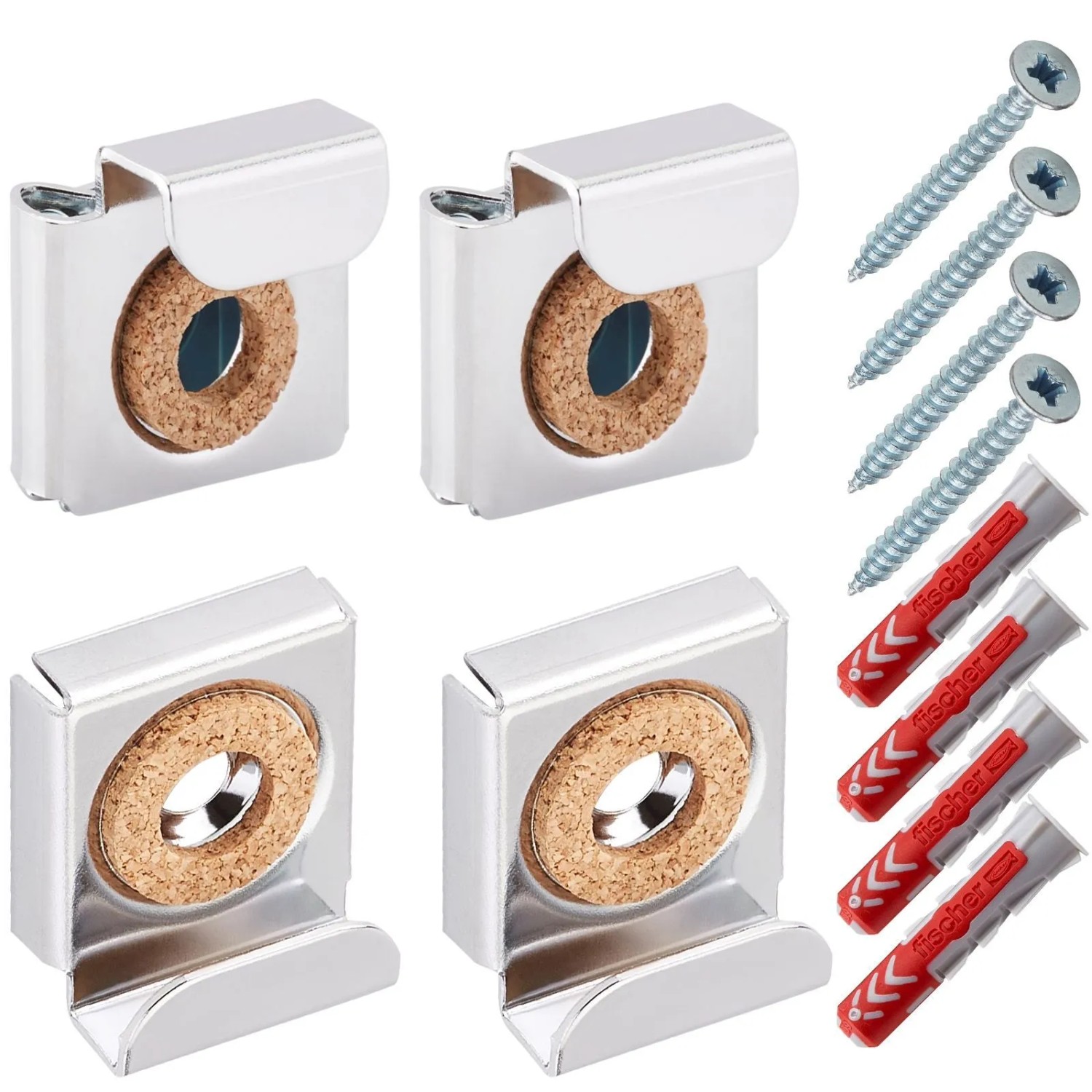 SOTECH 1 Set Spiegelklammern für Ungerahmte Spiegel inkl. Befestigungsmaterial