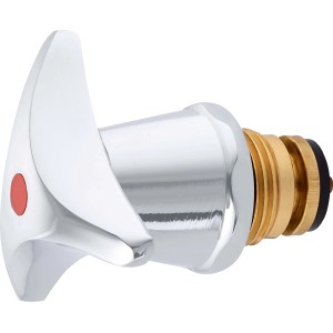 Trecorngriff mit Oberteil, 21 mm (G 1/2), für Armaturen, Chromoptik, mit roter Markierung.