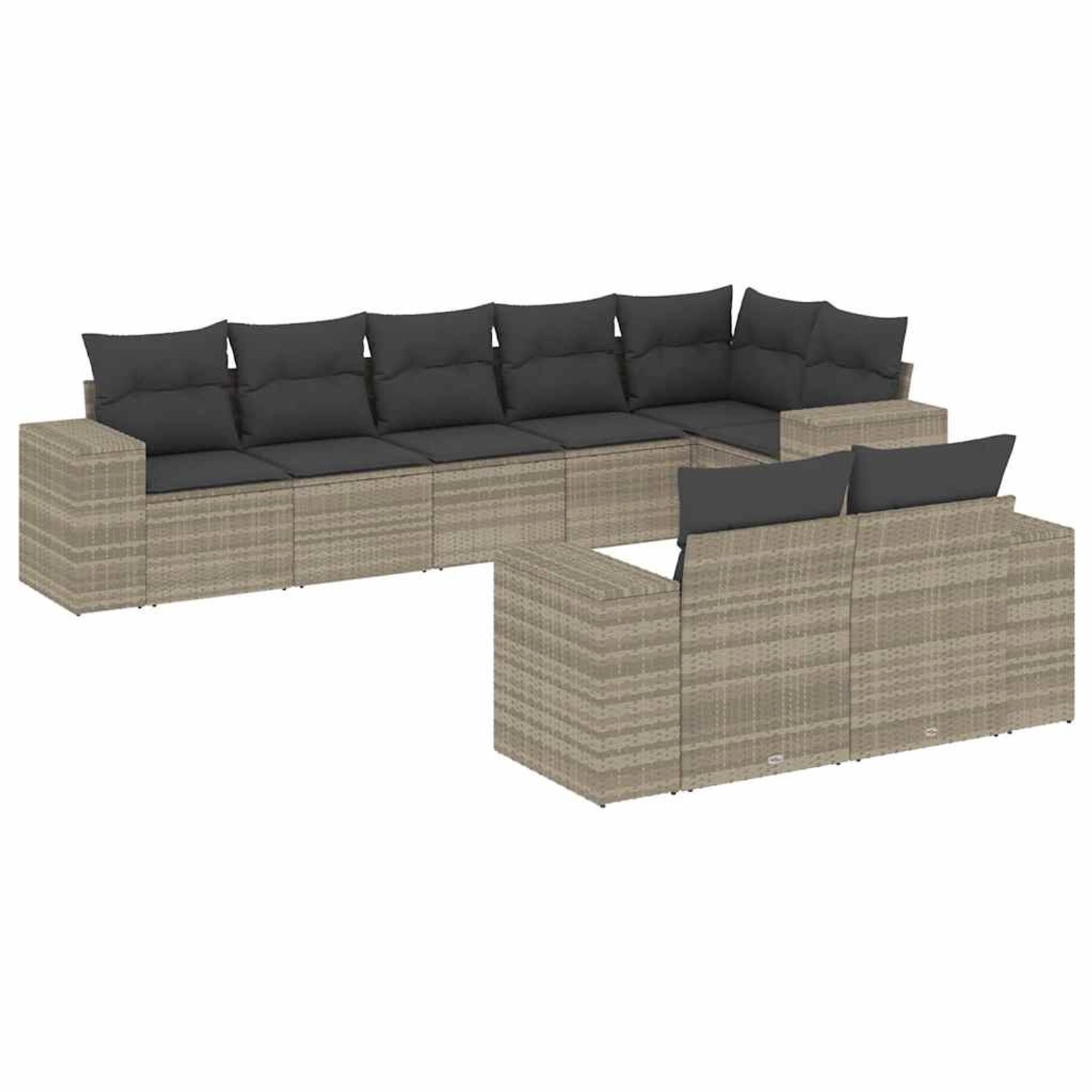 vidaXL 8-Tlg Garten-Sofagarnitur mit Kissen Hellgrau Poly Rattan 3222821 günstig online kaufen