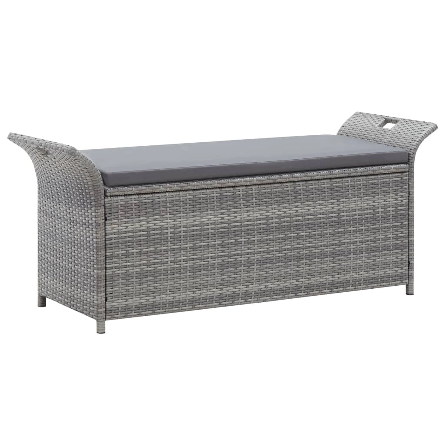 furnicato Sitzbank mit Stauraum und Kissen Grau 138 cm Poly Rattan günstig online kaufen