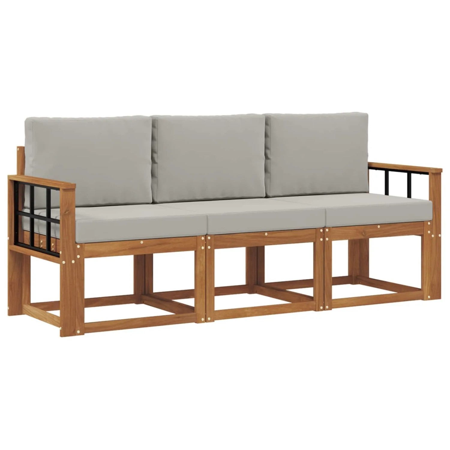 vidaXL Outdoor-Sofagarnitur mit Kissen 3 Stk Natur und Hellgrau 3365949