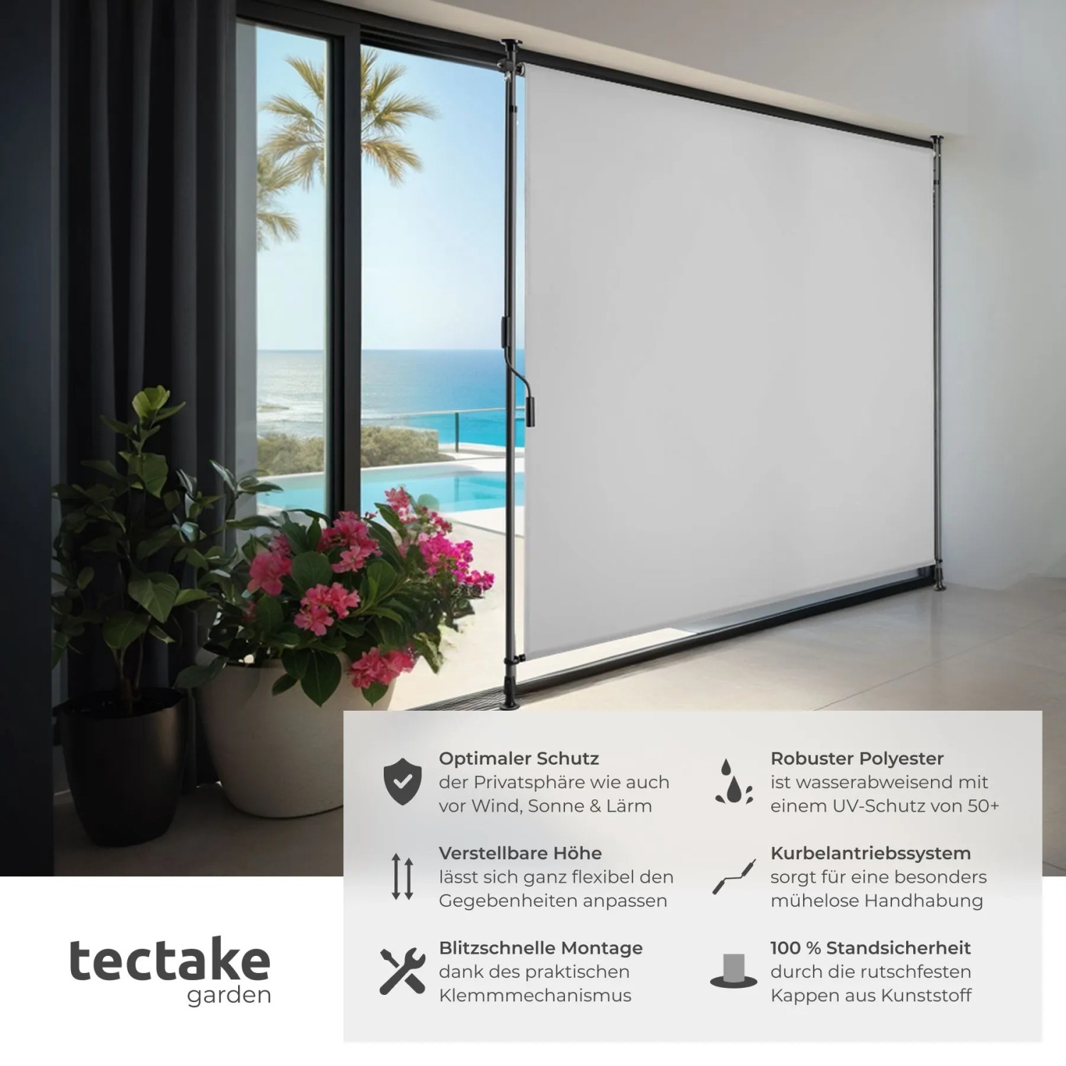Tectake Klemmmarkise Taija Verschiedene Größen Uv Beständig und Wasserabweisend 150 x 310 cm 7 x 158 x 310 cm Hellgrau_2