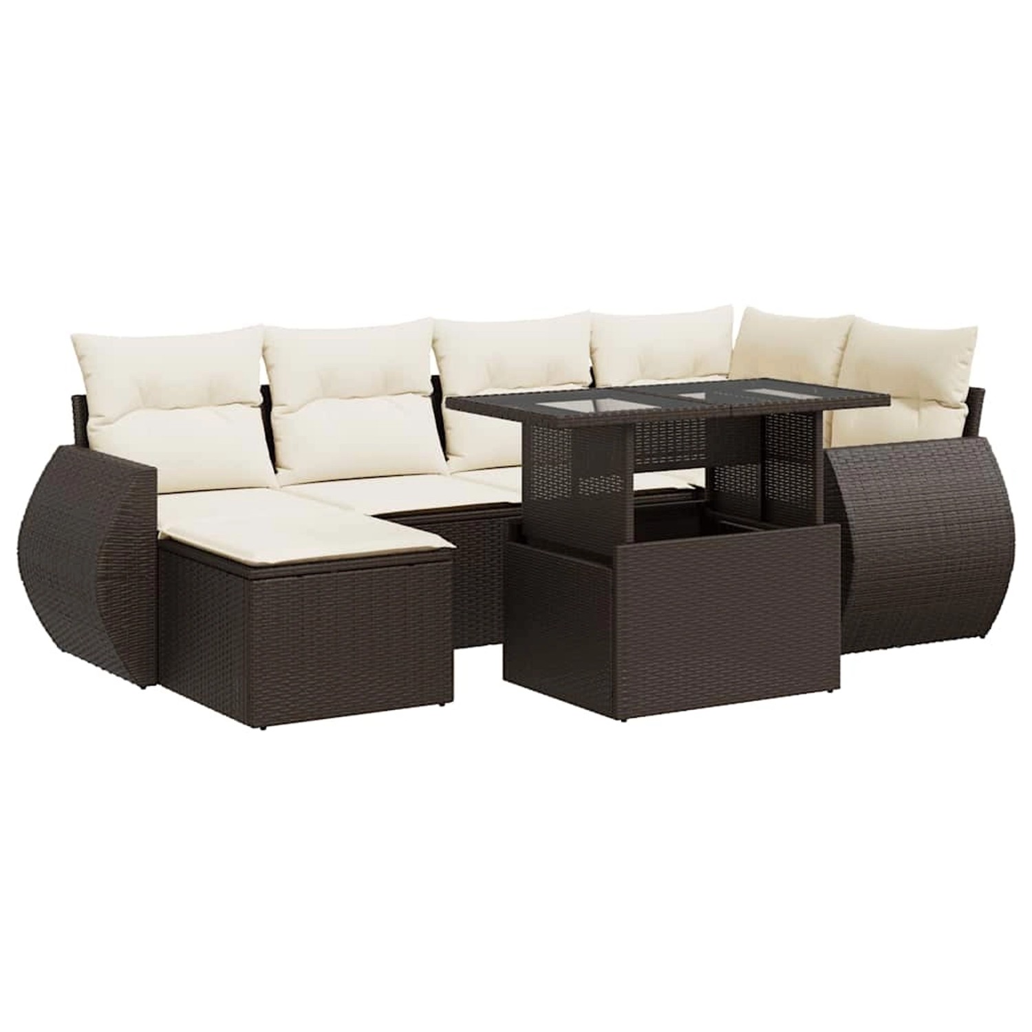 vidaXL 7-Tlg Garten-Sofagarnitur mit Kissen Braun Poly Rattan 3326674 günstig online kaufen