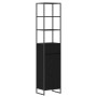 VidaXL Bad-Hochschrank in Schwarz Eichen-Optik, 40x30x180cm, mit Tür und offenen Regalen.