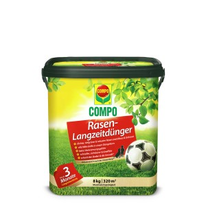 Compo Rasen-Langzeitdünger, 8 kg Eimer für dichten, grünen Rasen. Langzeitwirkung bis 3 Monate.