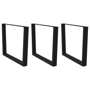 Drei schwarze, V-förmige vidaXL Esstischbeine aus Stahl, 100x72-73,3 cm.