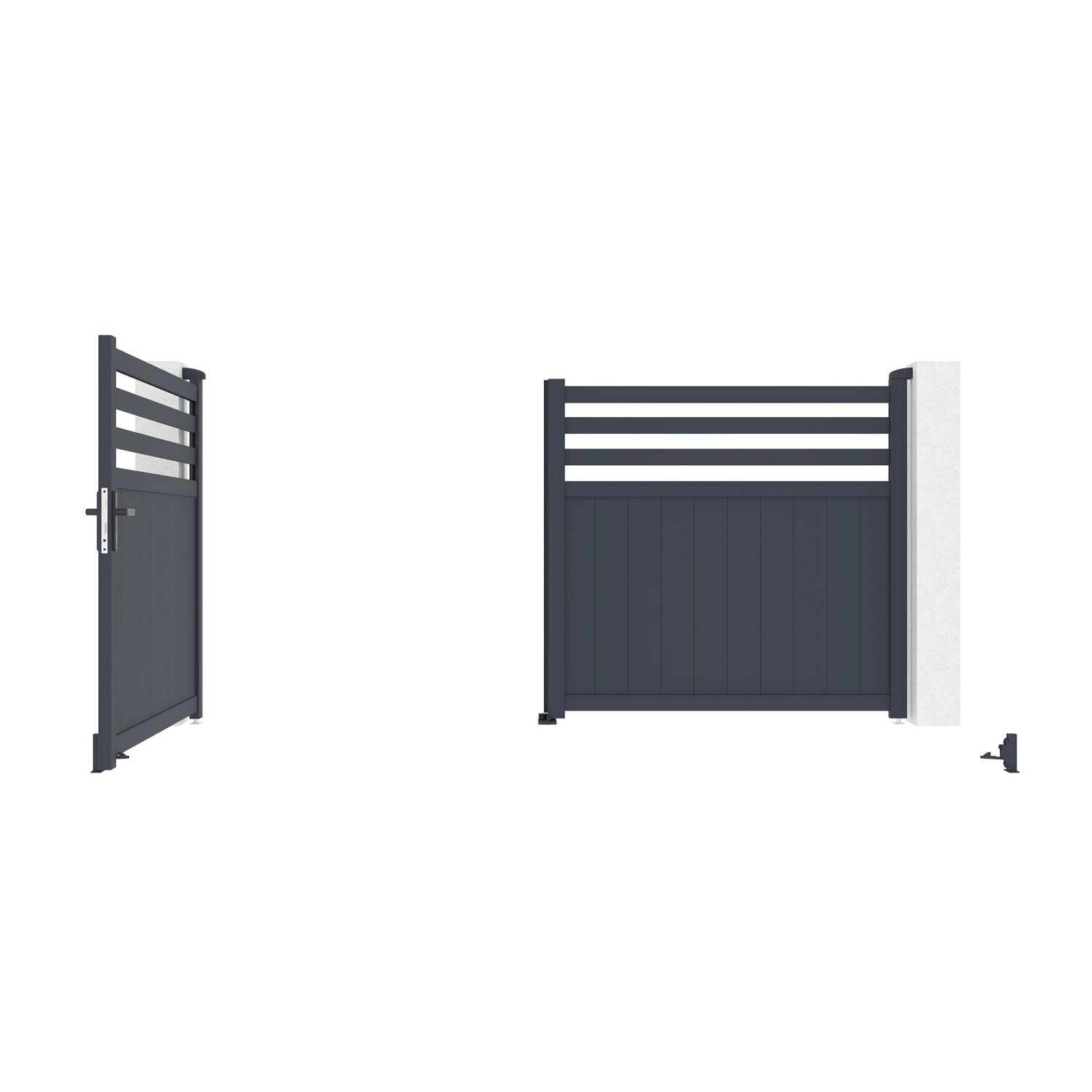 Casanoov Drehtor Nevis, 3,4 m breit, mit Motorisierung. Aluminium Gartentor in Grau.