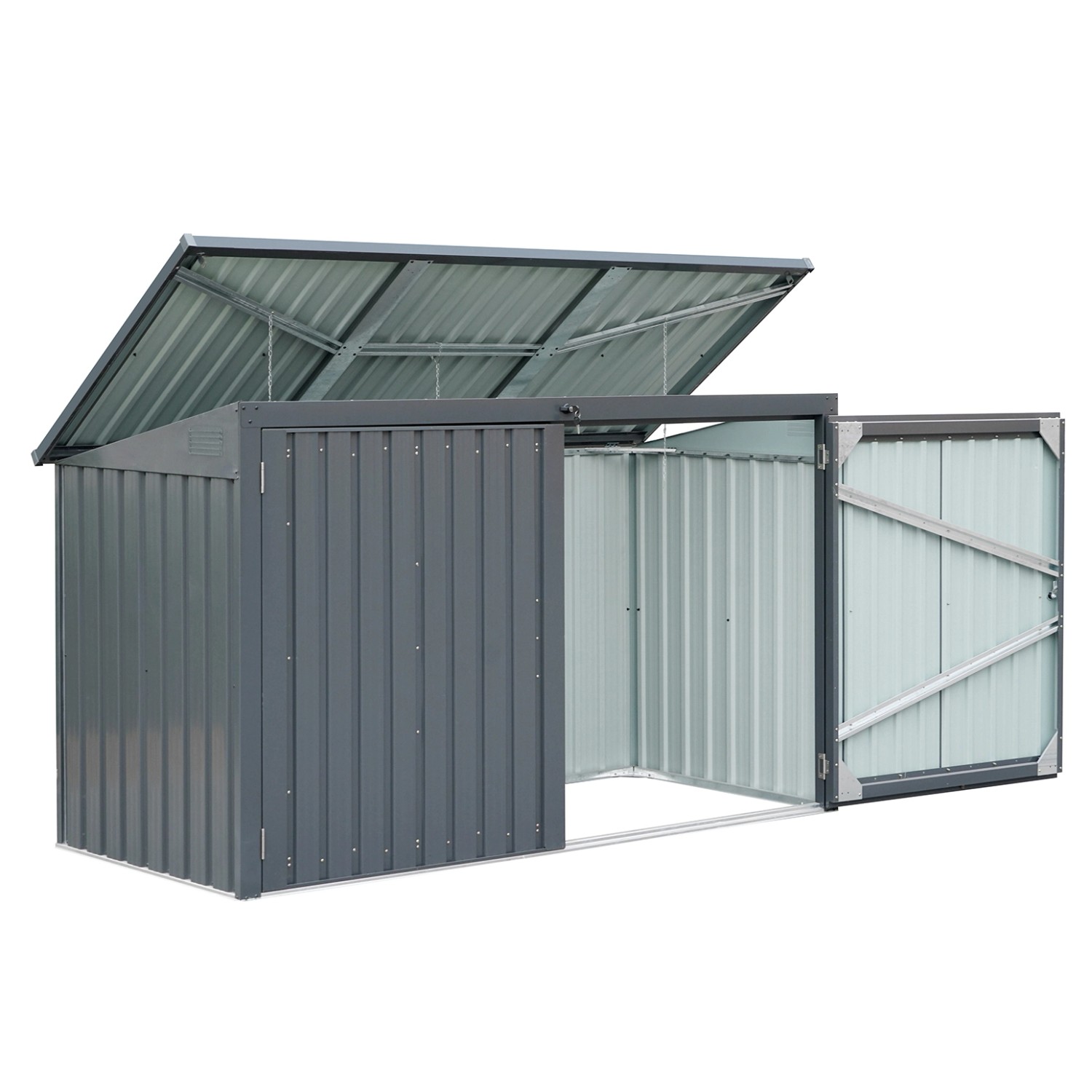 Floraworld Mülltonnen-Garage Abschließbar für 3 Mülltonnen 134 x 233 x 101 cm