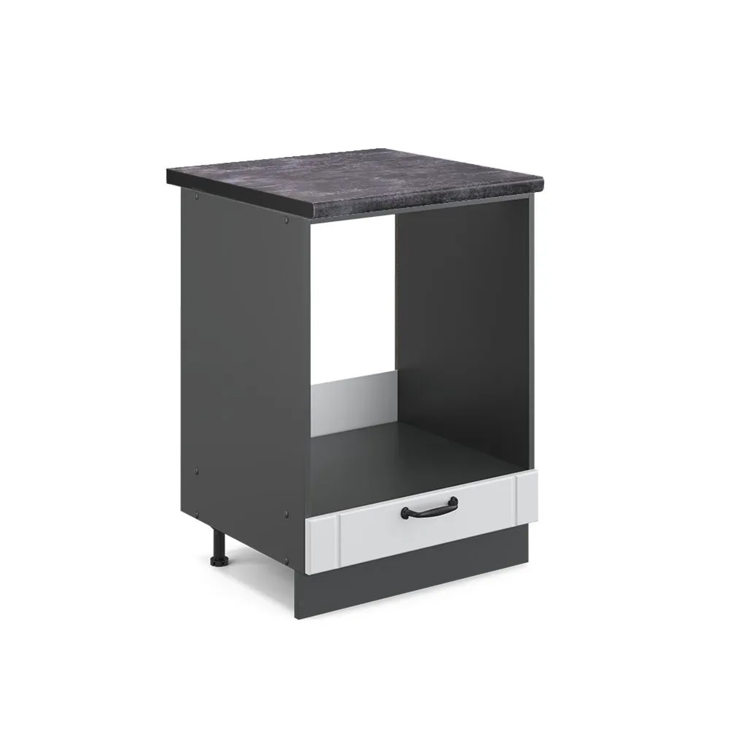 Vicco Herdumbauschrank Fame-Line Weiß Landhaus Anthrazit 60 cm AP Anthrazit