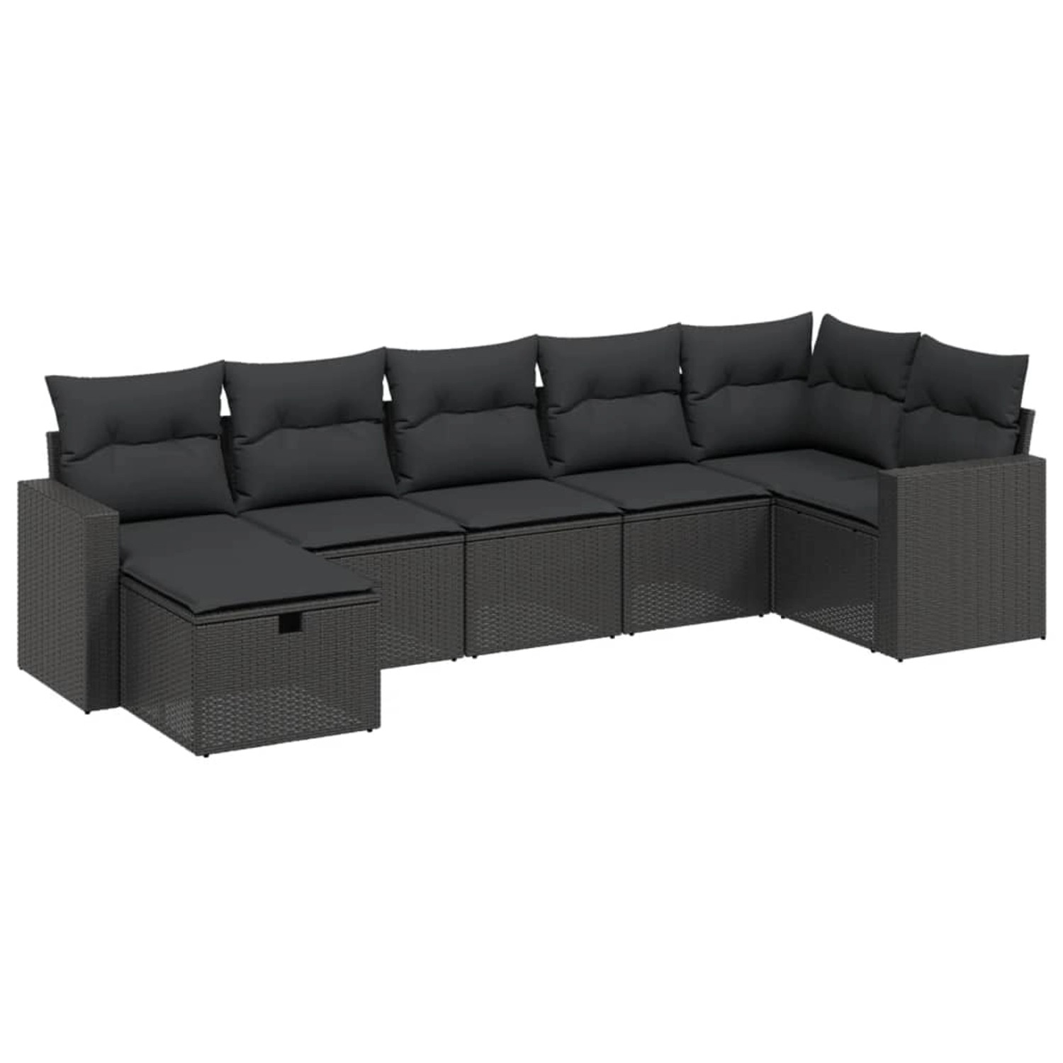 vidaXL 7-tlg Garten-Sofagarnitur mit Kissen Schwarz Poly Rattan Modell 202 günstig online kaufen