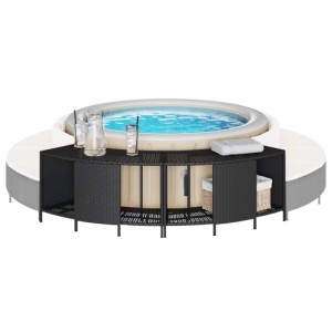 vidaXL Outdoor-Regale für Whirlpool, 2 Stk., schwarz, Poly Rattan. Praktisches Whirlpool Zubehör mit Stauraum.