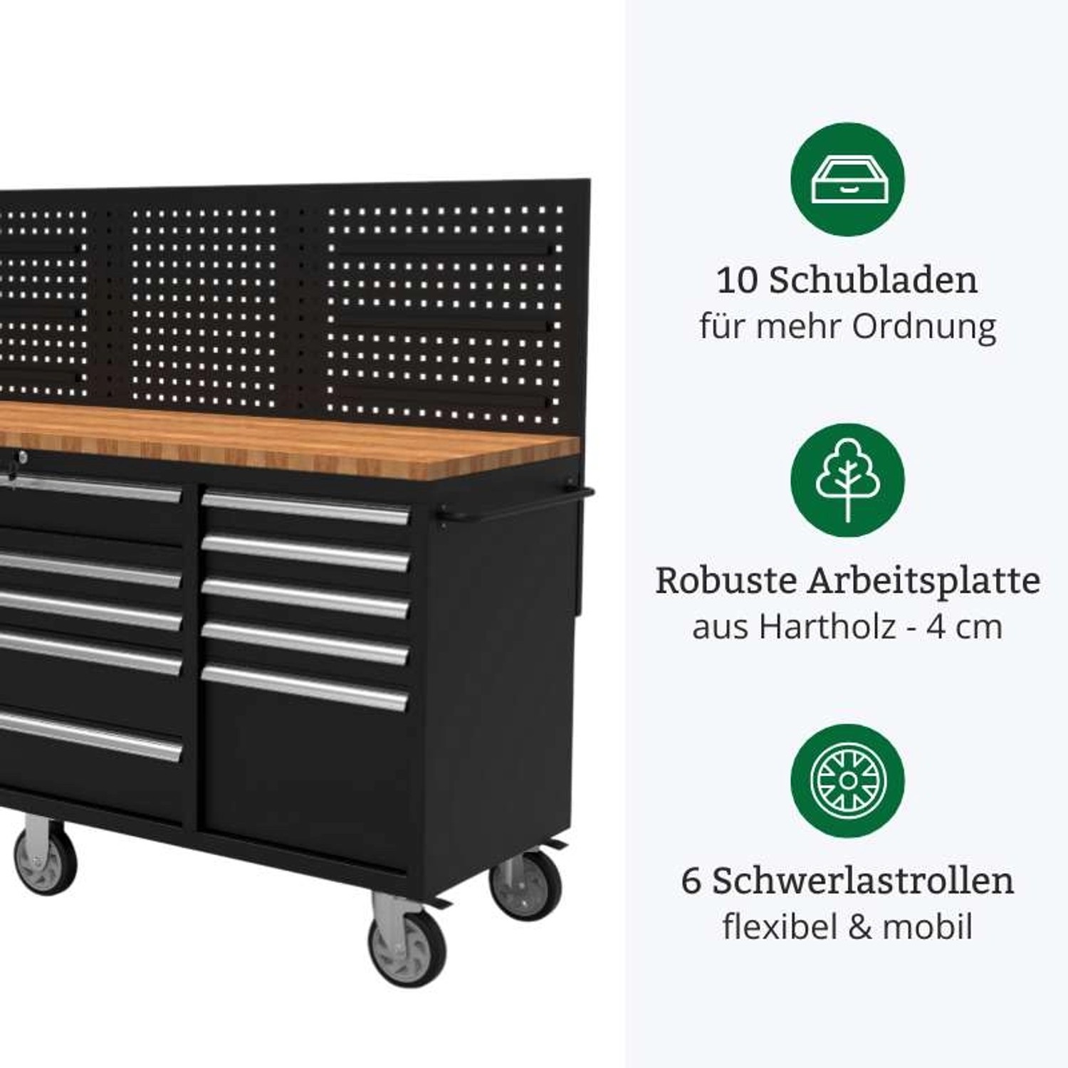 Galaflor Mobile Werkbank mit Lochwand und Arbeitsplatte 158 cm_5