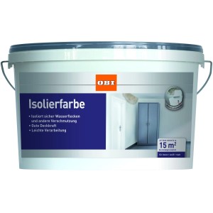 Eimer OBI Isolierfarbe, weiß matt, 2,5 l. Farbe zum Isolieren von Wasserflecken und Verschmutzungen.