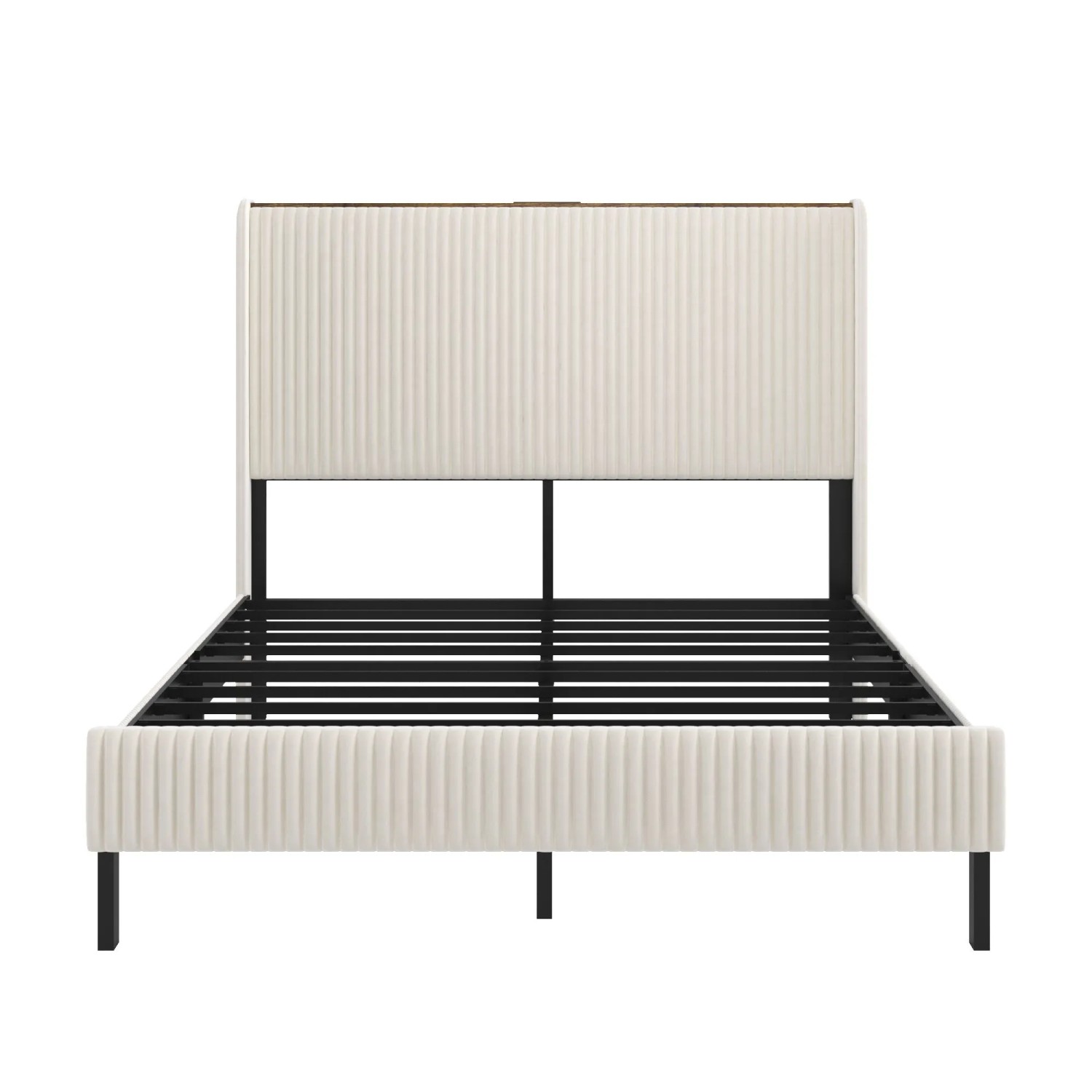 okwish Polsterbett 140x200cm mit Flügelkopfteil Schlafzimmer Beige ohne Matratze