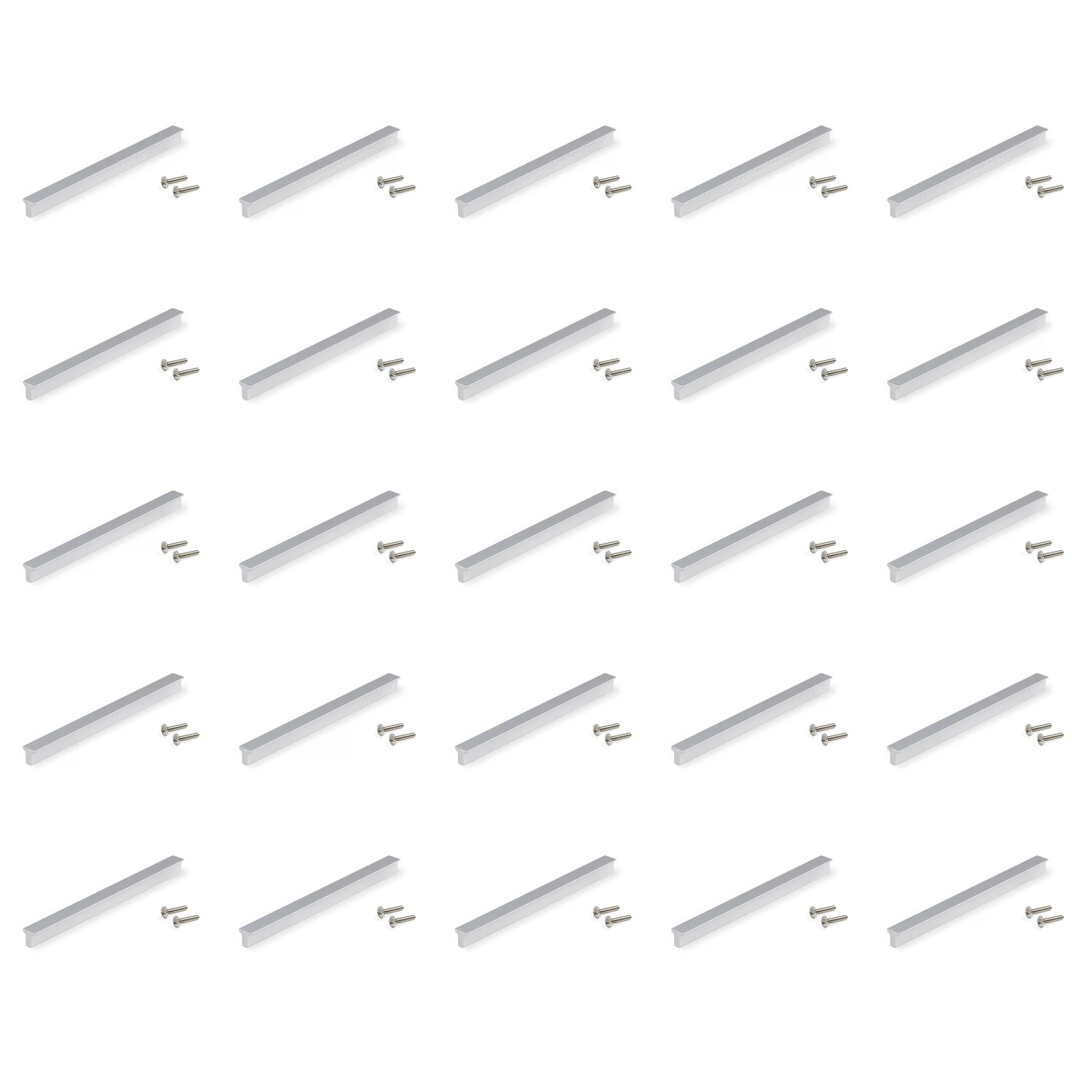 Emuca Lot von 25 Möbelgriffe Algemesi 128 mm Achsenabstand Aluminium Matt Eloxiert
