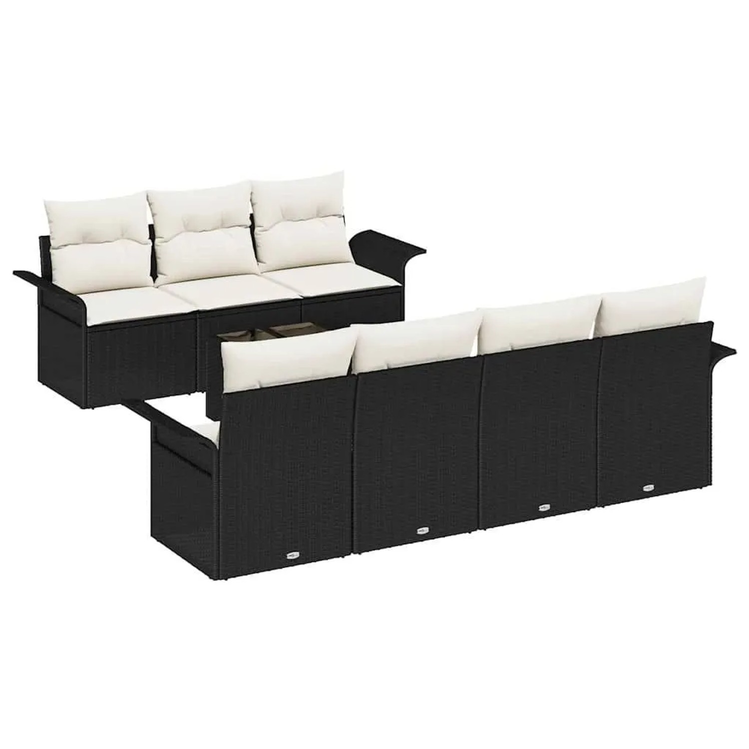 vidaXL Gartensofa-set mit Kissen 8-Tlg Schwarz und Creme Poly-Rattan 335393 günstig online kaufen