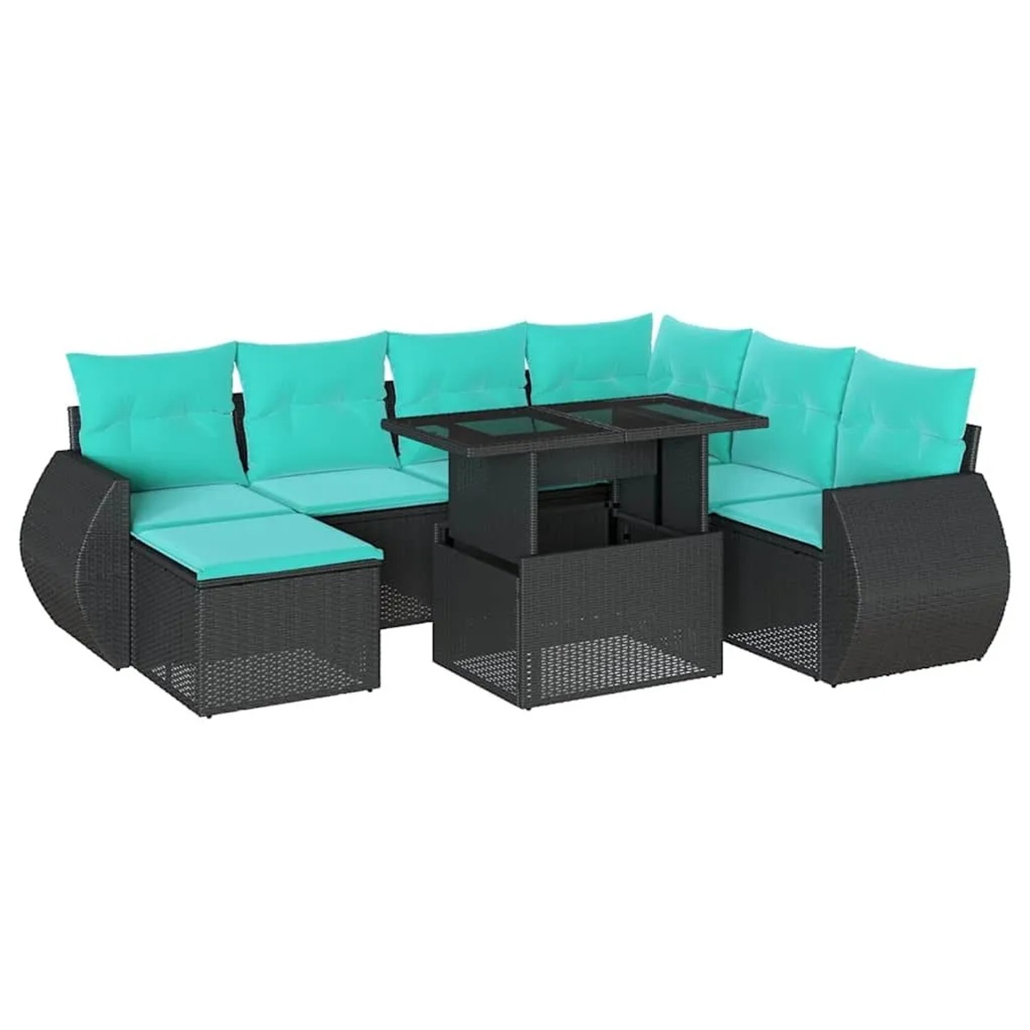 vidaXL 8-Tlg Gartensofa-Set mit Kissen Schwarz Polyrattan 3268697 günstig online kaufen