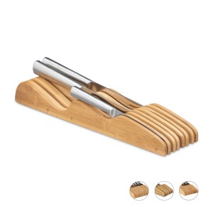 Relaxdays Messerblock Bambus Natur für Schublade 5 cm x 9,5 cm x 40 cm