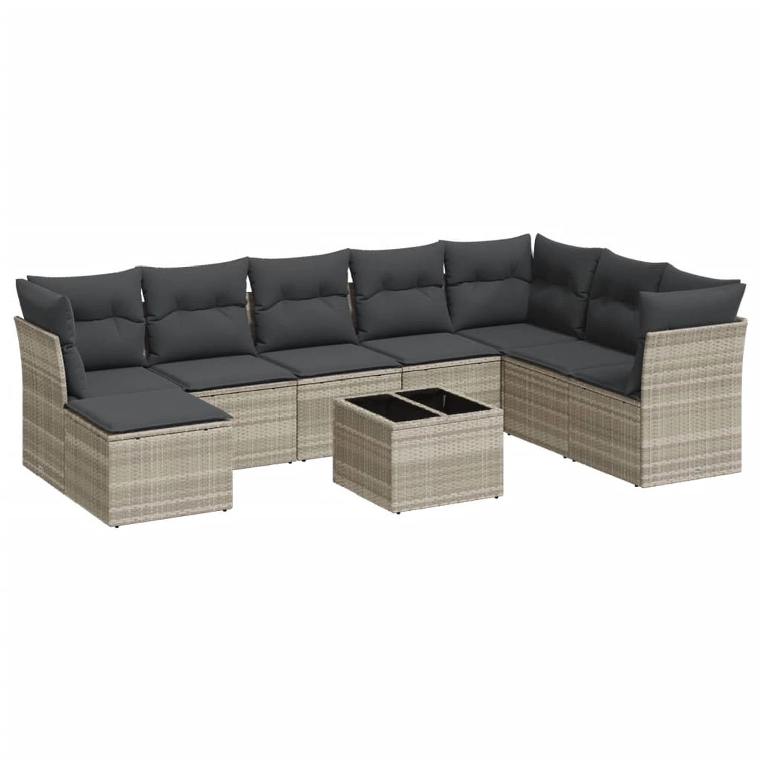 vidaXL 9-Tlg Garten-Sofagarnitur mit Kissen Hellgrau Poly Rattan 3249901 günstig online kaufen