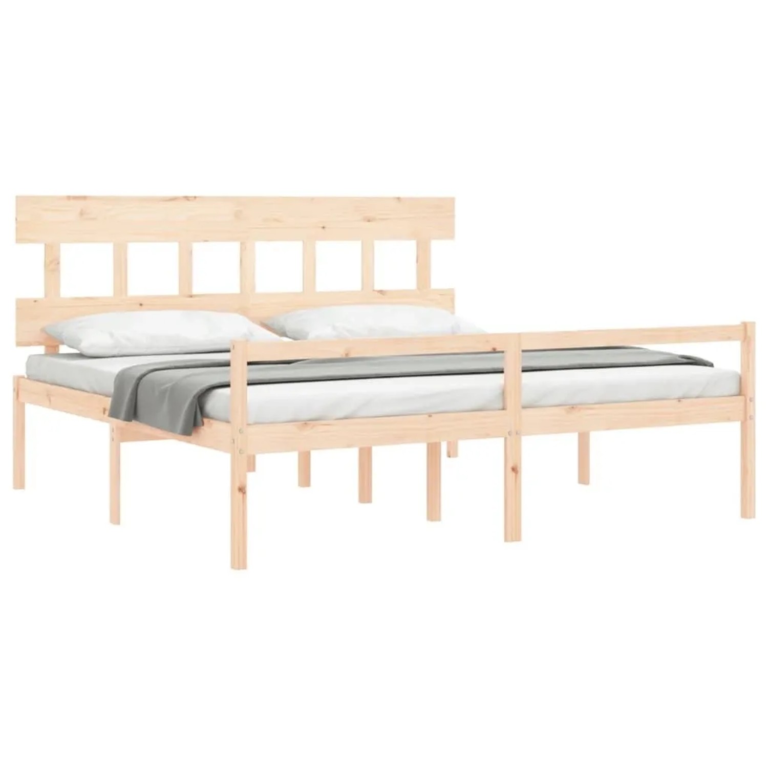 vidaXL Seniorenbett mit Kopfteil 200x200 cm Massivholz 3195436