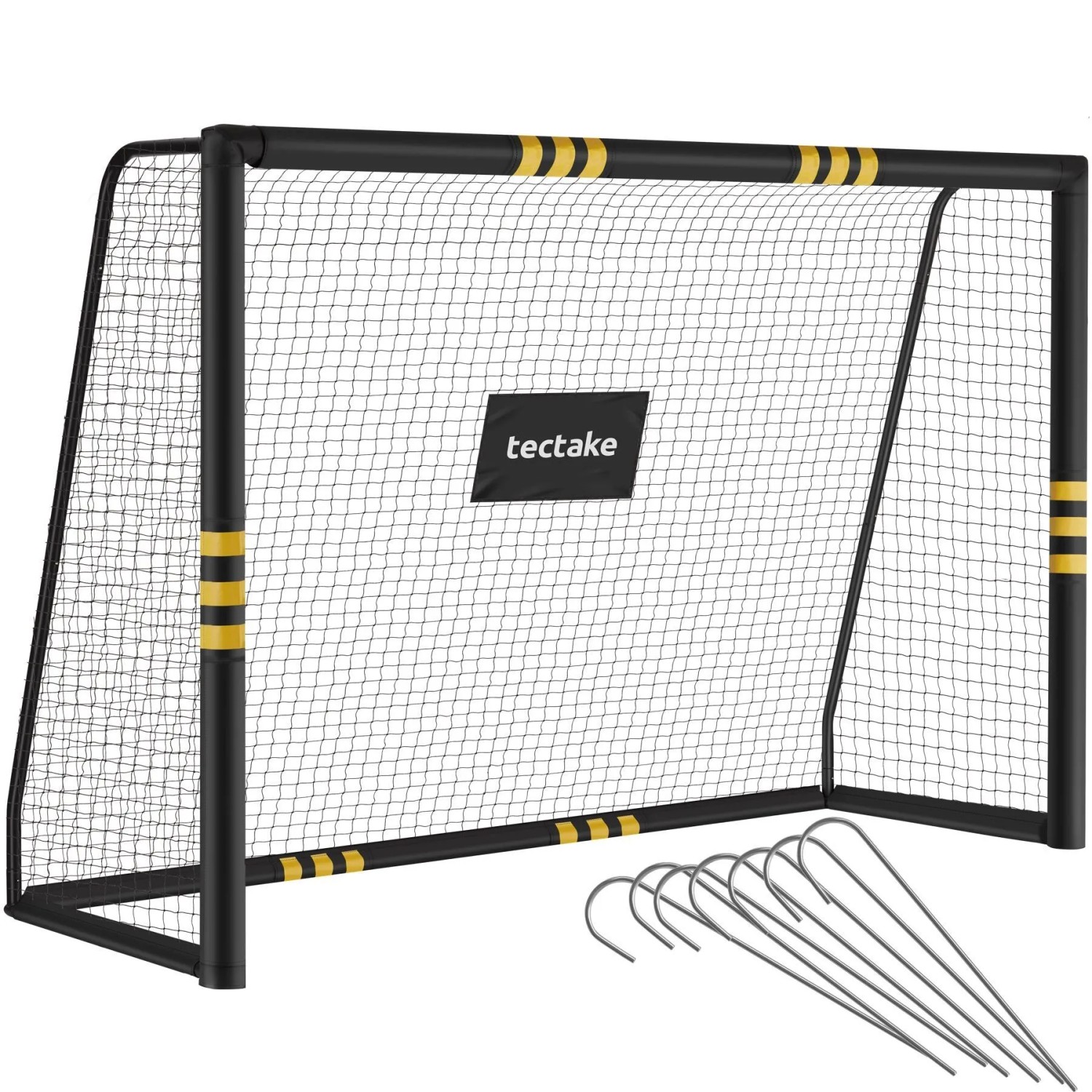 Tectake Fußballtor Harry Wetterfest  306 x 206 cm Reißfestes Netz 306 x 121 x 206 cm 306 x 121 x 206 cm Schwarz Gelb
