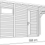 Bertilo Gartenhaus Pentus 3 Lounge, 234x558 cm, grau, mit Anbau. Holz-Gartenhaus mit Flachdach.