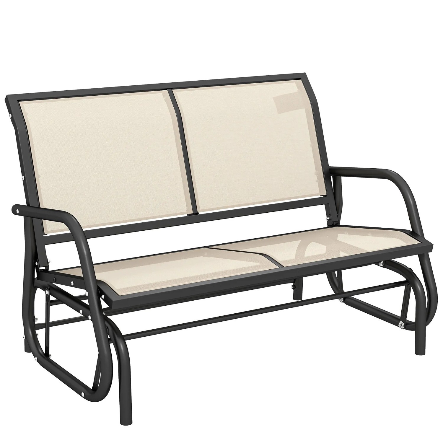 Furnicato Balkon Liegestuhl Schwarz Beige 120l X 70b X 85h Cm Mit Schaukelfunktion