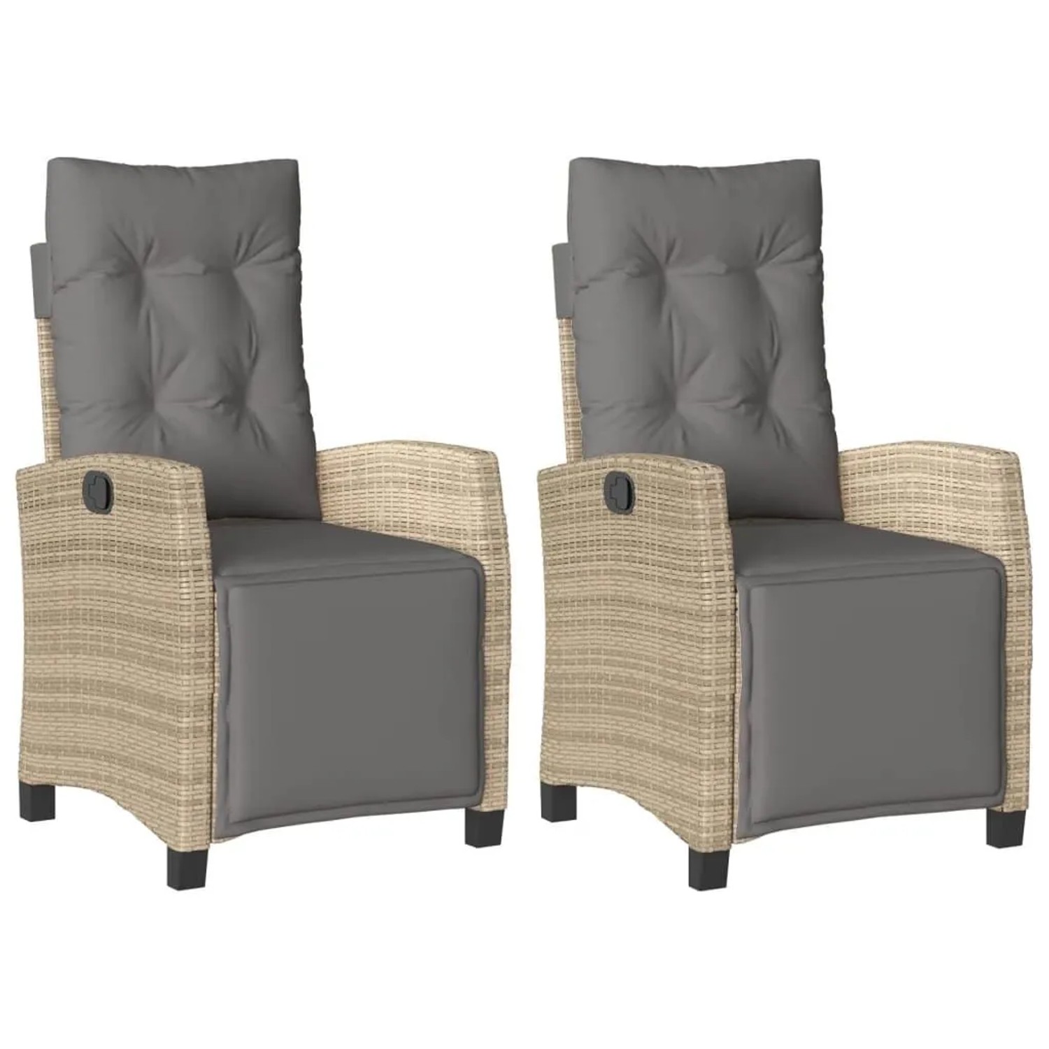 vidaXL Gartensessel mit Fußteil 2 Stk Verstellbar Poly Rattan 365245