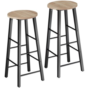 Tectake Set Barhocker Keynes Industrial Style Holz und Stahl  31 x 31 x 72 50 cm Industrial Holz Hell  Eiche Sonoma