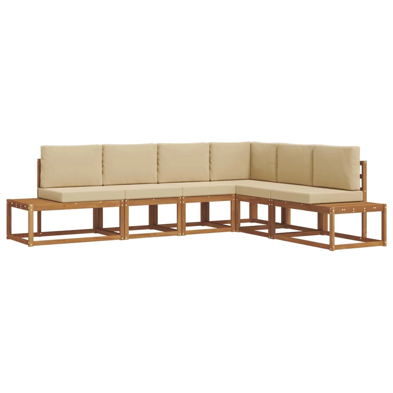 vidaXL Outdoor-Sofagarnitur mit Kissen 6-Tlg Natur und Beige 3366961