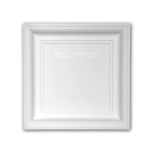 Weiße PROFHOME Deckenplatte 157002, 60x60 cm, Stuckdekor für Decke und Wand.