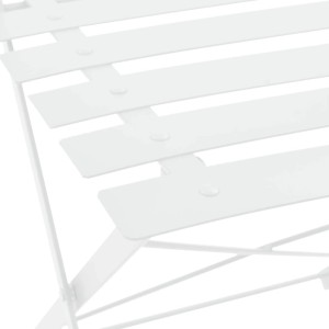 Detailansicht: Weißes Bistro-Set aus Stahl, Gartenmöbel für Balkon und Terrasse.