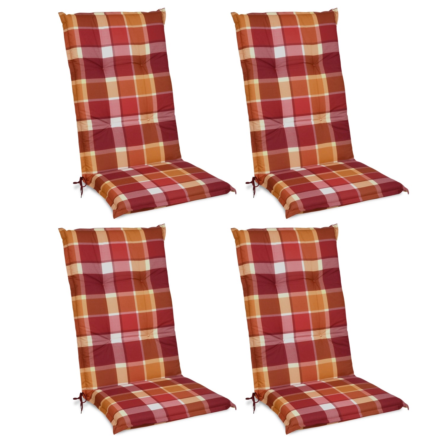 Thumbnail - Beautissu Sunny RO Hochlehner 120x50x6cm Rot Kariert 4tlg