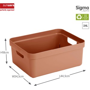 Sunware Aufbewahrungsbox Sigma Home 24 l Terra, Kunststoffbox mit Griffen, stapelbar.