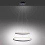 Moderne LED Pendelleuchte Circle in Anthrazit, Ø 50 cm, mit zwei Leuchtringen für warmweißes Licht.