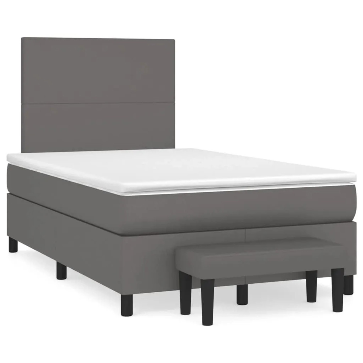 vidaXL Boxspringbett mit Matratze Grau 120x190 cm Kunstleder 3270443