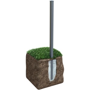 Eleo Pfosten E, pulverbeschichtet DB703, für Zaun und Gartentor, im Boden einbetoniert.