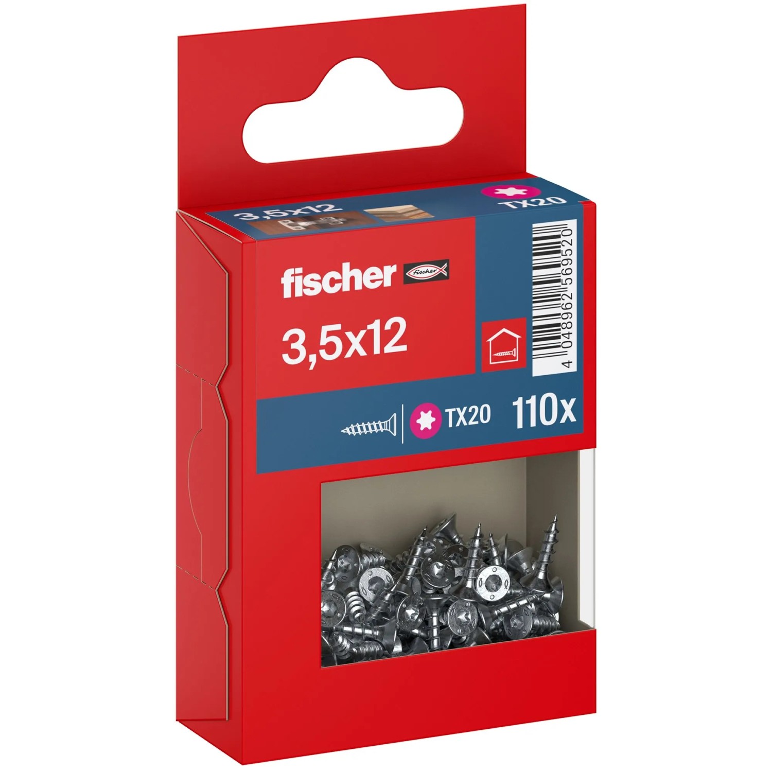 Fischer Schraube PowerFast II Senkkopf TX Vollgewinde Ø 3,5 x 12 mm 110 Stk
