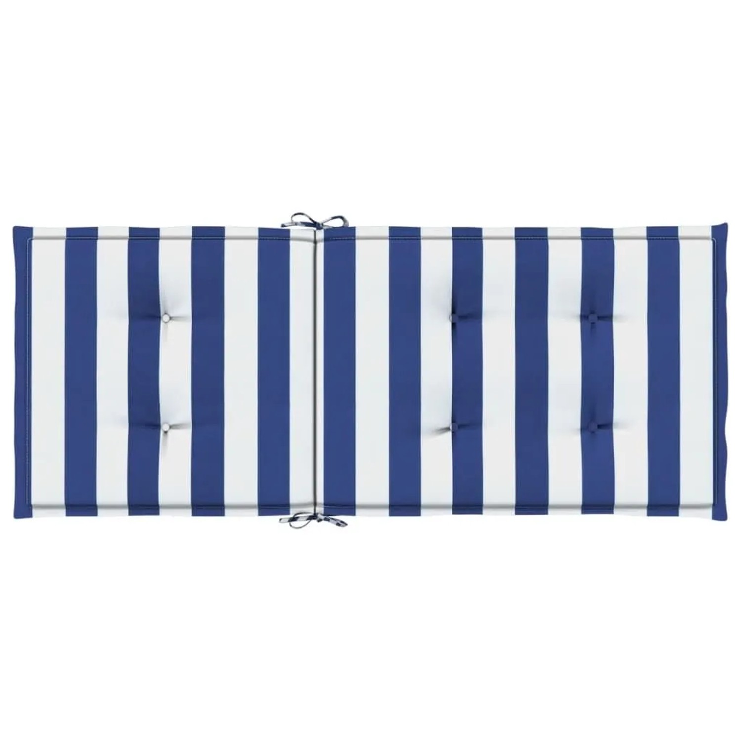 4er Set Hochlehner Auflagen blau-weiß gestreift für Gartenstühle.