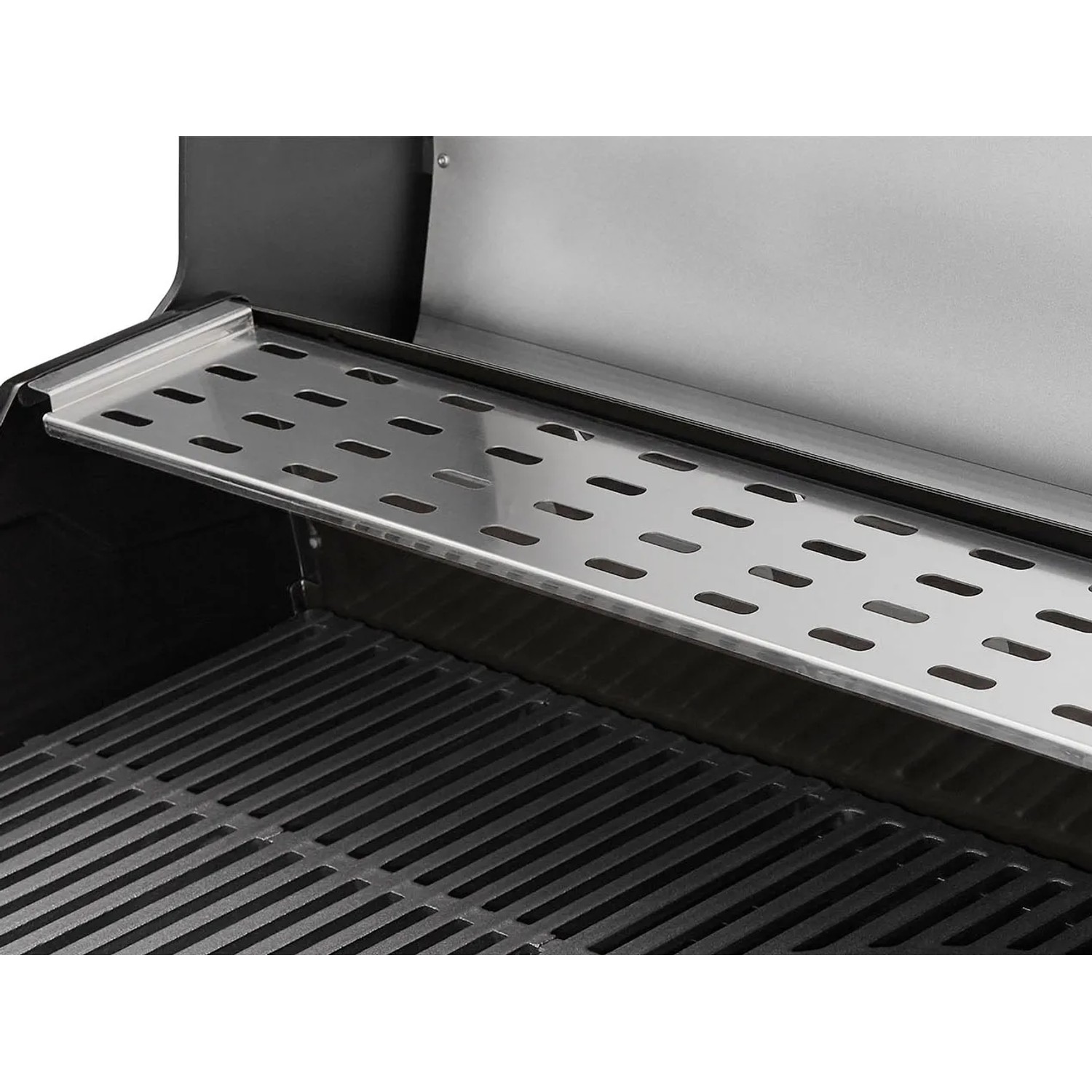 Detailaufnahme: Enders Gasgrill Chicago Next 4 R Turbo mit Warmhalterost und Grillrost.