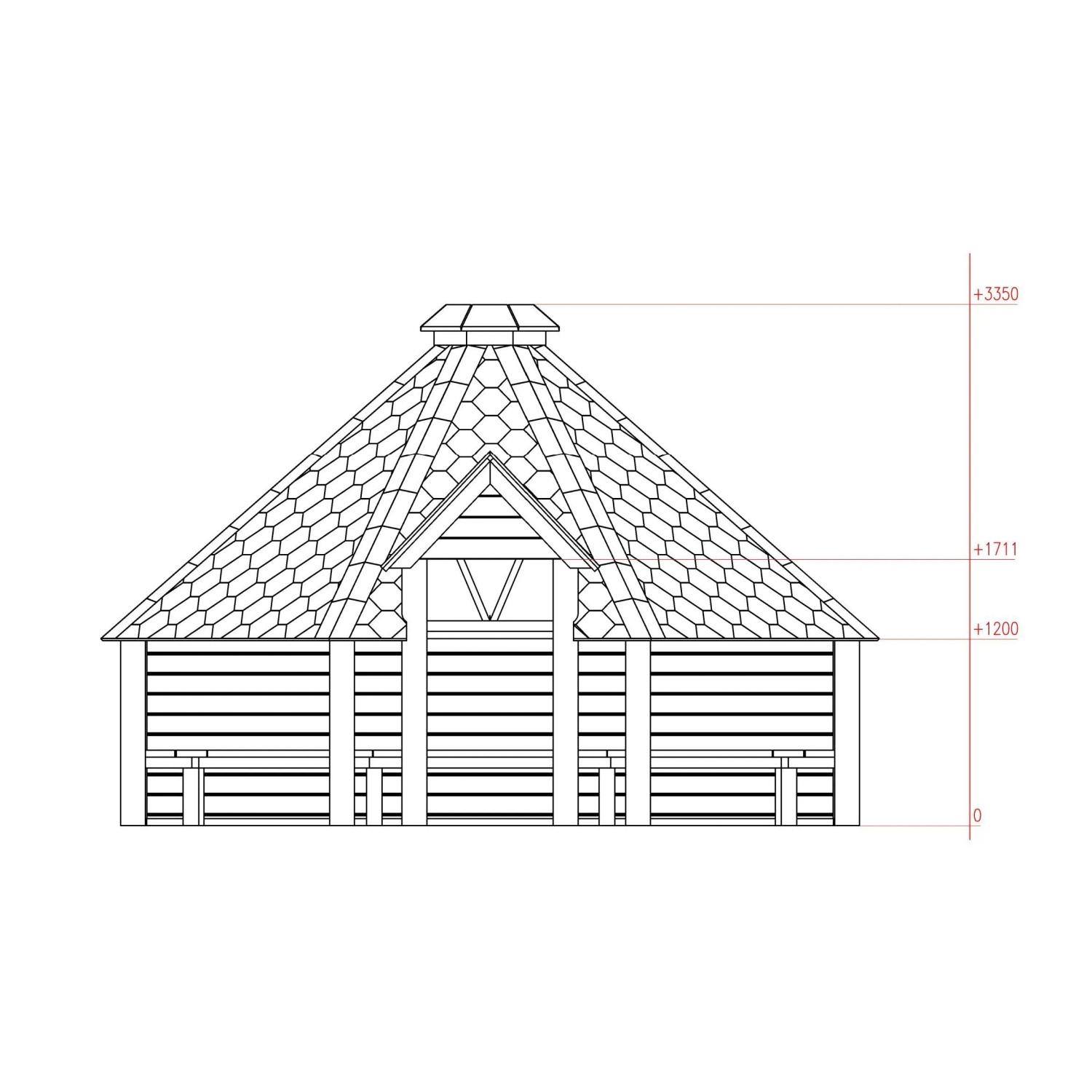 Finn Art Blockhaus Grillhütte Grillkota Elegance 16.5 qm offen mit Grillanlage Schindeln Schwarz_5