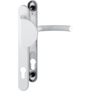 Weiße Hoppe Schmalschild-Wechselgarnitur Lima aus Aluminium für Profiltüren.